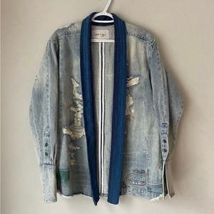 Greg Lauren denim distressed kimono size 1